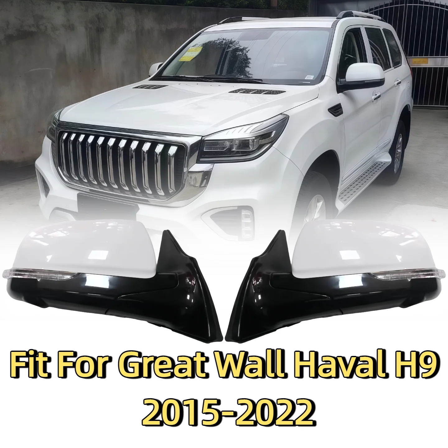 

Автомобильные аксессуары для Great Wall Haval H9 2015-2022, автомобильное внешнее зеркало заднего вида, боковое зеркало заднего вида в сборе, правое, левое, черное, wh