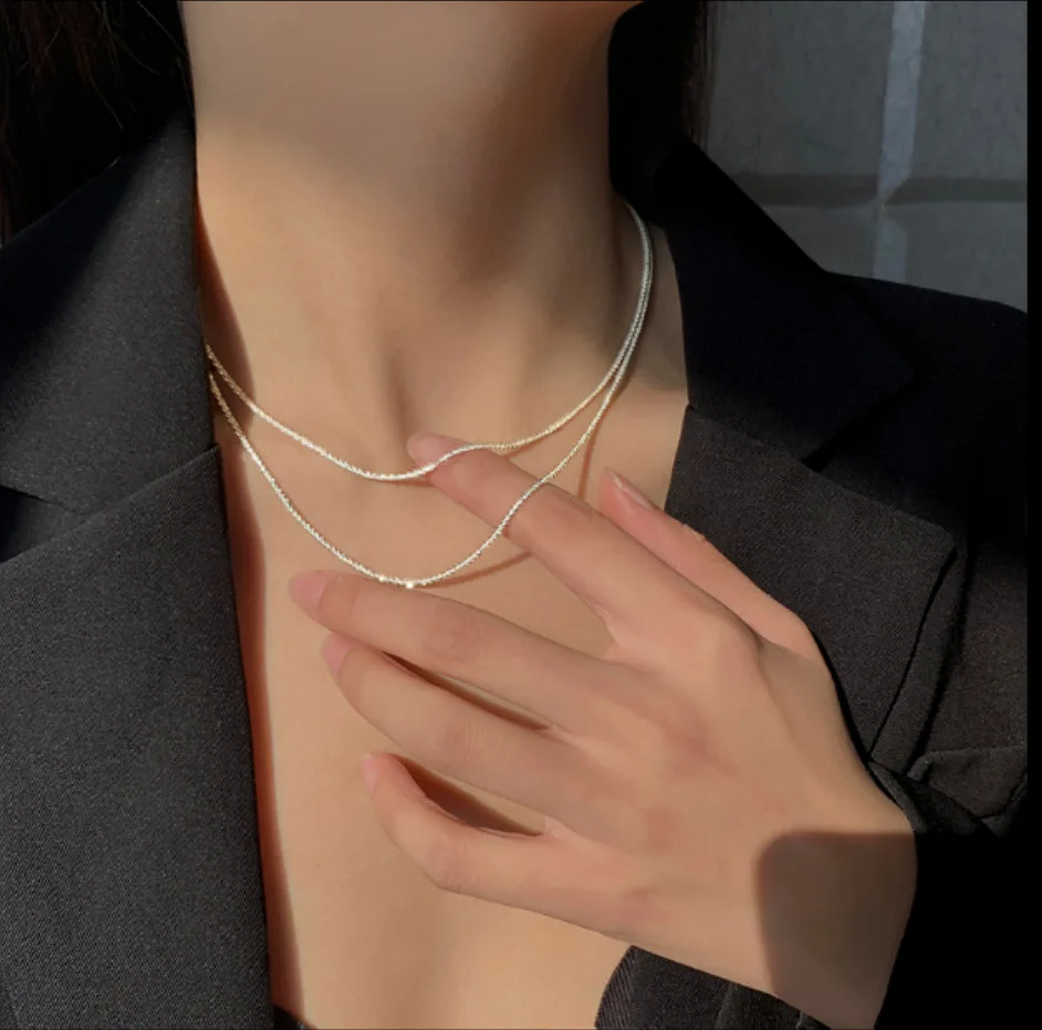 

2022 Popular Silver Color Sparkling Clavicle Chain Choker Necklace For Women Jewelry Wedding Birthday Party Delicate Gift