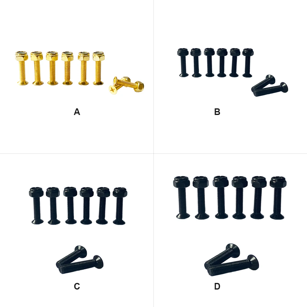

Skate Board Bridge Nails Nut Set Parts Longboard Rust-proof Gadgets Iron Hardware Repairing Screws Accessories Gold 25mm
