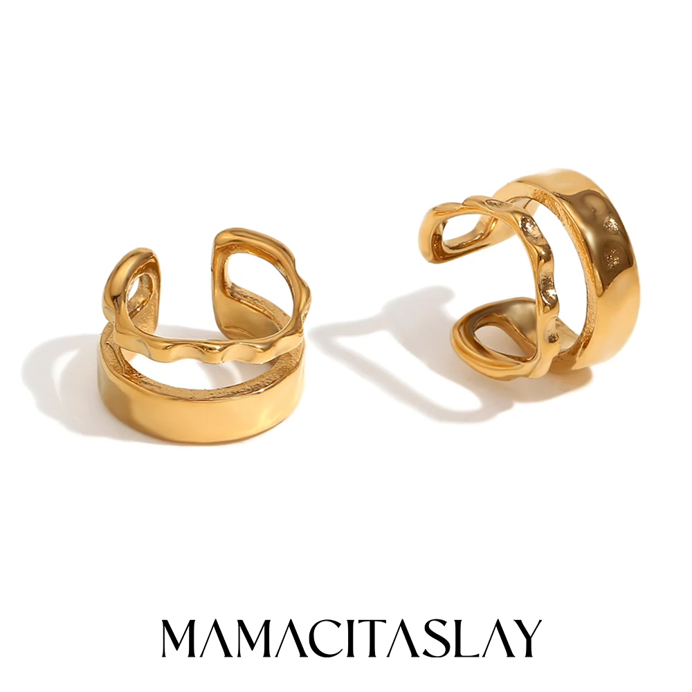 MamacitaSlay минималистичные двойные полые серьги-каффы повседневные серьги для