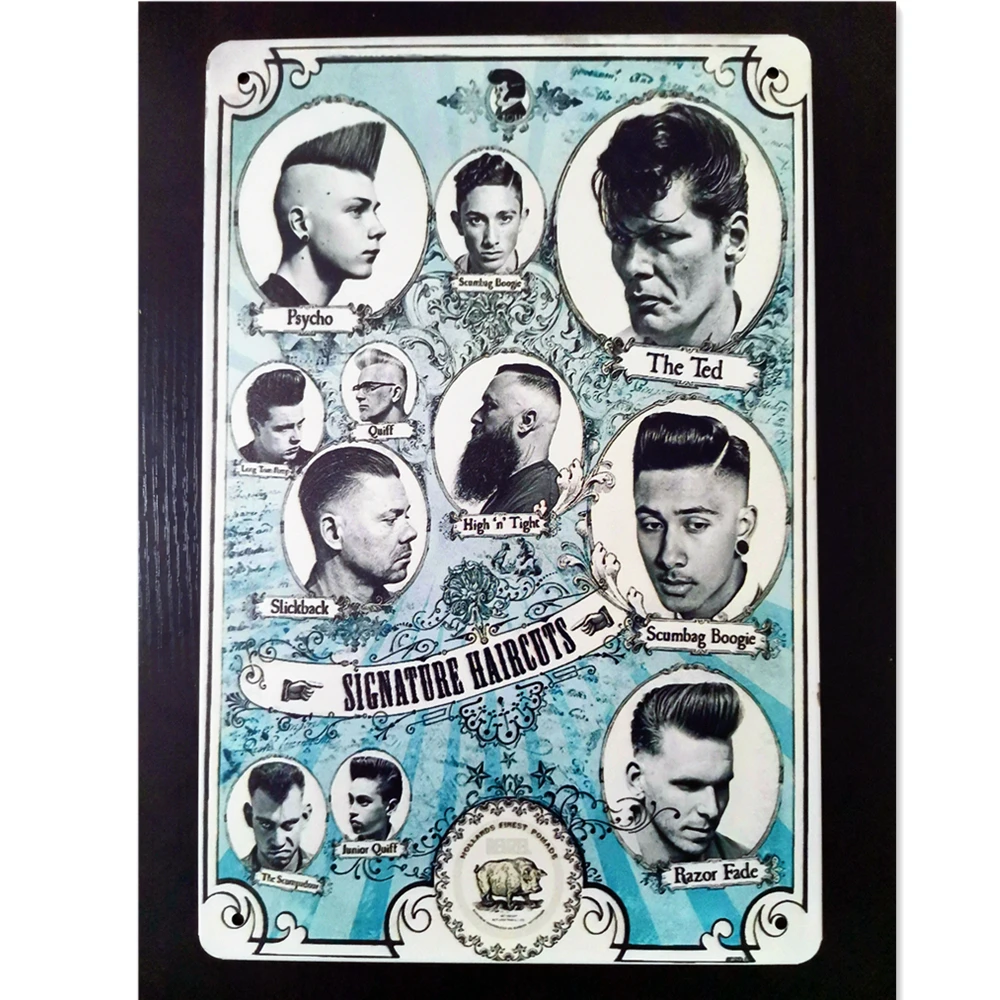 

Tin Sign Metal Painting Shave & Haircut Classic Wall Decor For Barber Shop Tattoo Studio Man Cave Iron Sheet Vintage Art Plaque