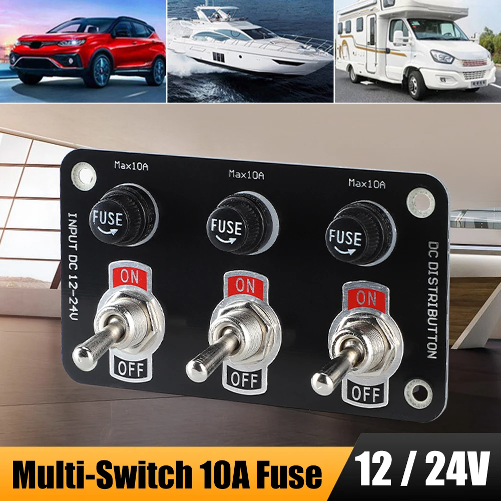 

Universal RV Car Switch Control Panel 3 Groups/6 Groups Fuse Holder ON/Off Toggle Switch Panel For 12V/24V Car RV Ship
