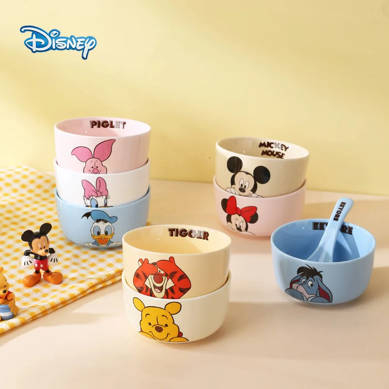 Disney Anime Kawaii Bowl Cute Mickey Minnie Donald Duck Ceramic Child Dishes Soup Bowl Fruit Food Kitchen Restaurant Tableware