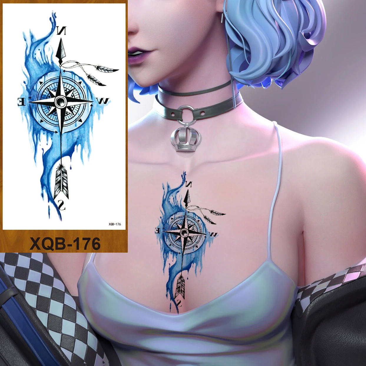 Временная тату-наклейка для мужчин и женщин искусственная тату тела