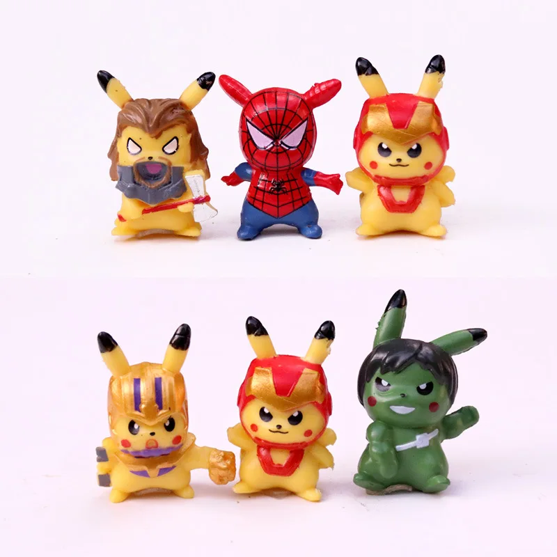 

6pcs/set Avengers Alliance Pokémon Elf Decoration Model Full Set Pikachu Action Y Figures Anime Figure Toy Figuras Pokemon Toys