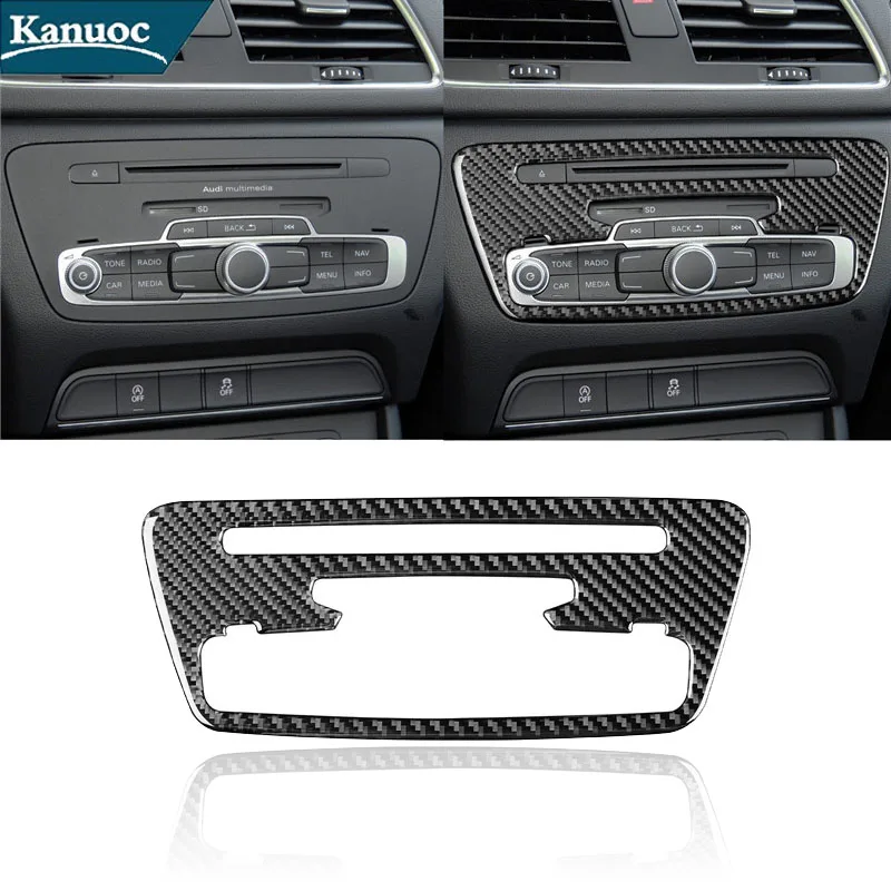 

For Audi Q3 2013-2018 Carbon Fiber Center CD Panel Stickers Frame Cover Trim Car Interior Decorative Accessories