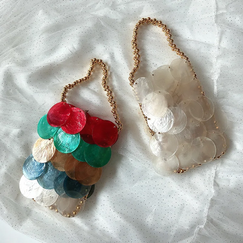 

2022 Chic Summer Sequined Round Shoulder Bags Party Wedding Purses
