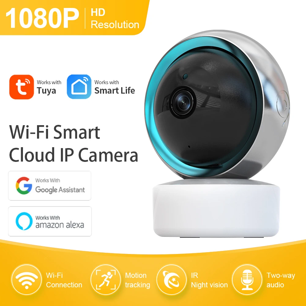 

PZVDSOG Smart Life Alexa Camera 1080P WiFi Video Surveillance Two-way Voice Intercom, Support Multiple Online CCTV Baby Monitor