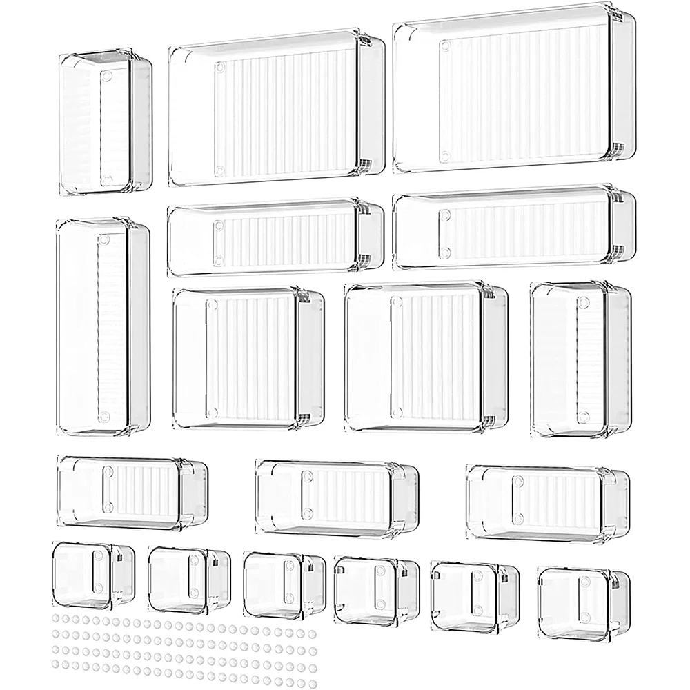 

18PCS Separate Drawers Organiser System, Non- Drawer Organiser, Transparent Drawer Insert Storage Box