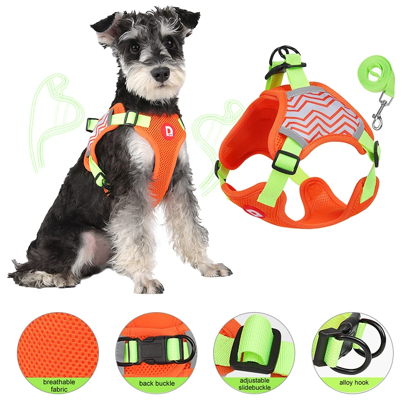 New Pet Dog Harness Adjustable Reflective Chest Strap Vest Harness Soft Breathable Outdoors Walking Traction Rope Pet Supplies