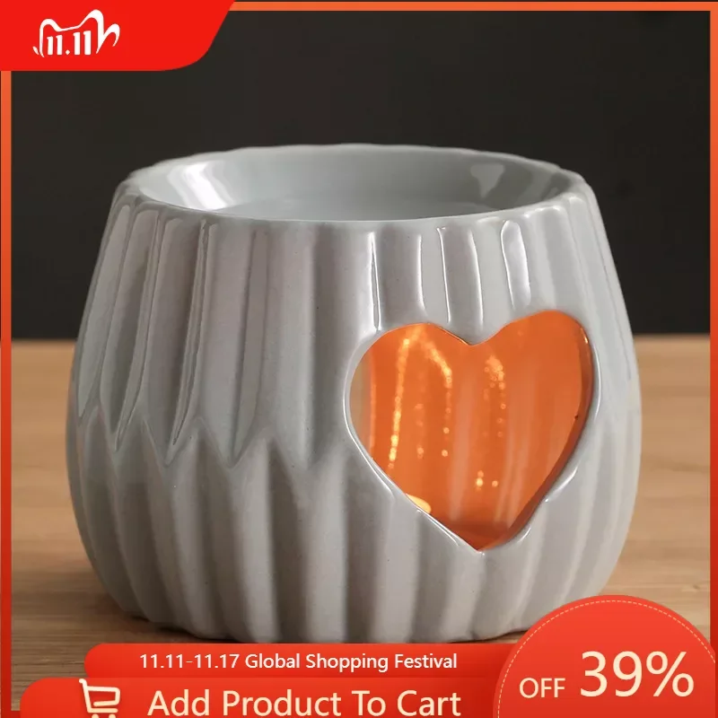 

Chinese Ceramic Candle Holder Candle Wax Melter Burner Tea Light Aroma Lamp for Dining Table Home Decoration Fragrance