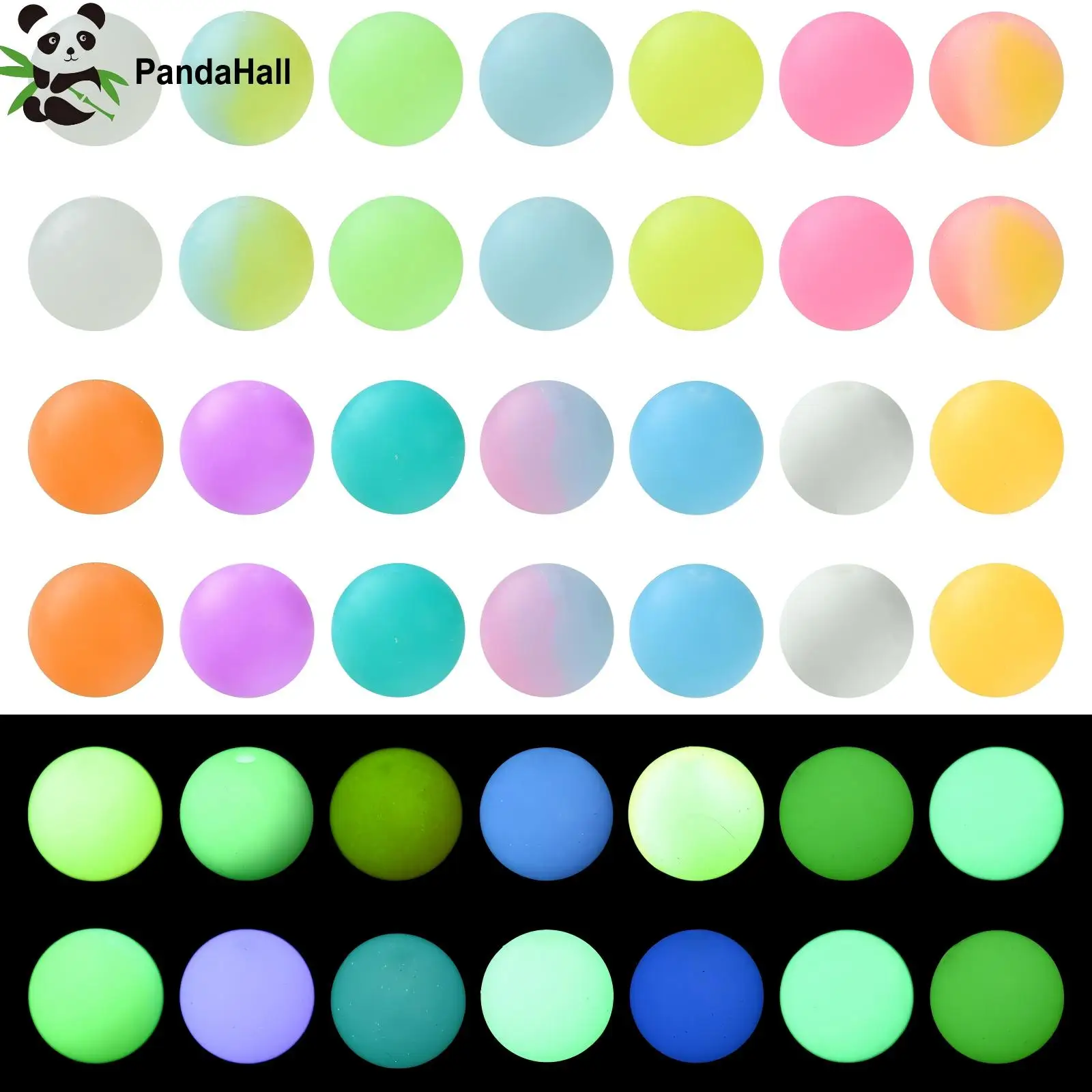 Фото PandaHall 100 шт. случайных 15-миллиметровых светящихся в темноте силиконовых бусин, разноцветные светящиеся круглые бусины-шарики для рукоделия и творчества