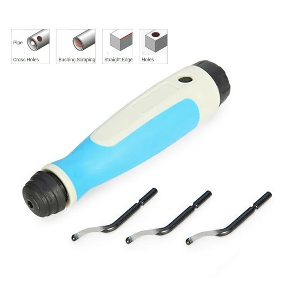 

Deburring Tool Blue Burr Handle Premium Pocket Deburring Tool 365° Swivel Head With 3 Replacement Blades