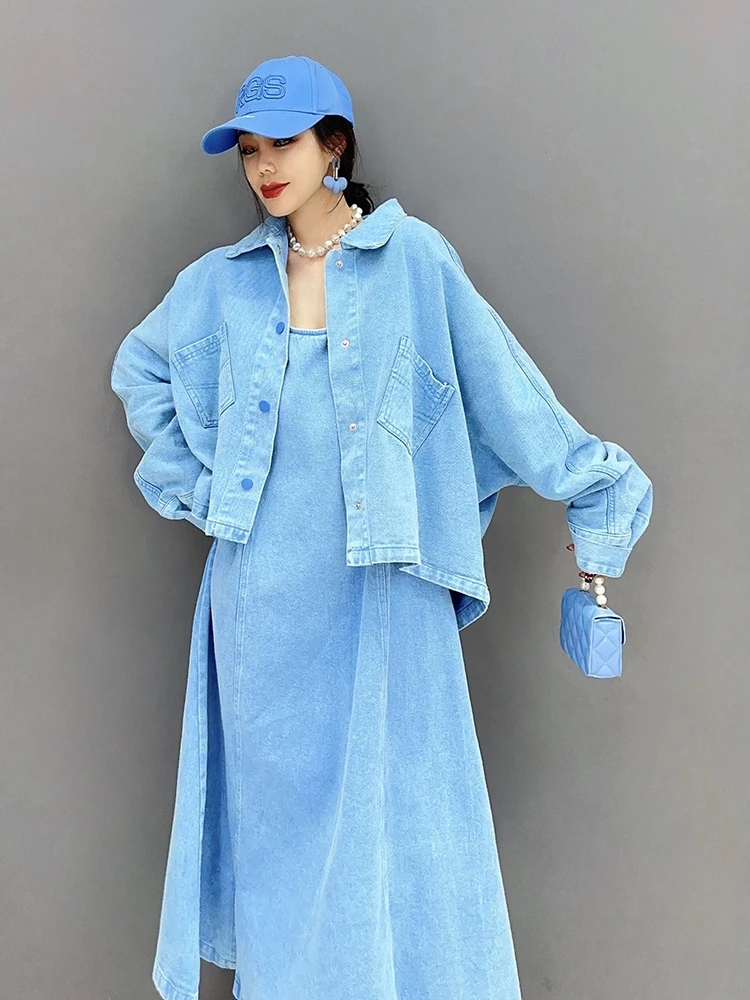 Женское свободное платье-майка Ковбойское Двухслойное платье большого размера