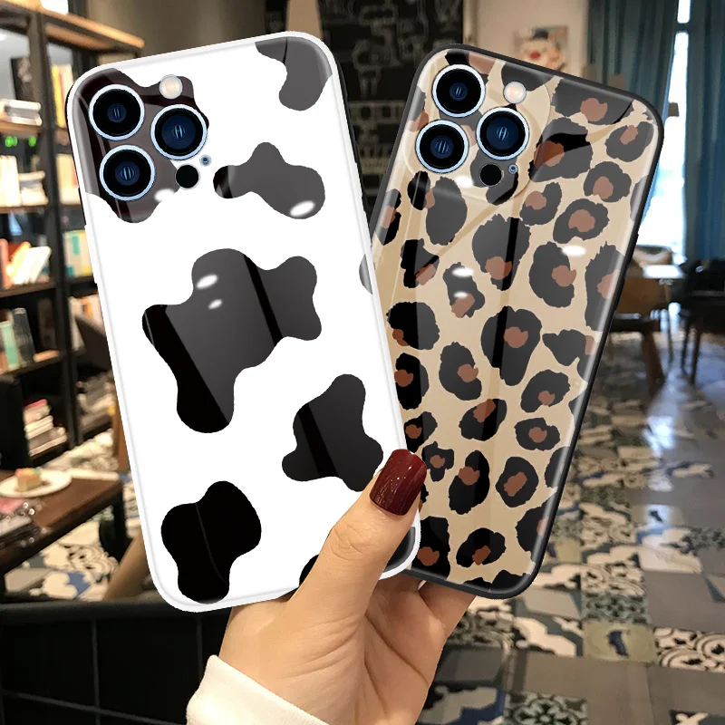 Модный Леопардовый эпоксидный чехол для iPhone 12 13 11 Xs Pro Max XR X 7 8 Plus Mini 6 SE 2020