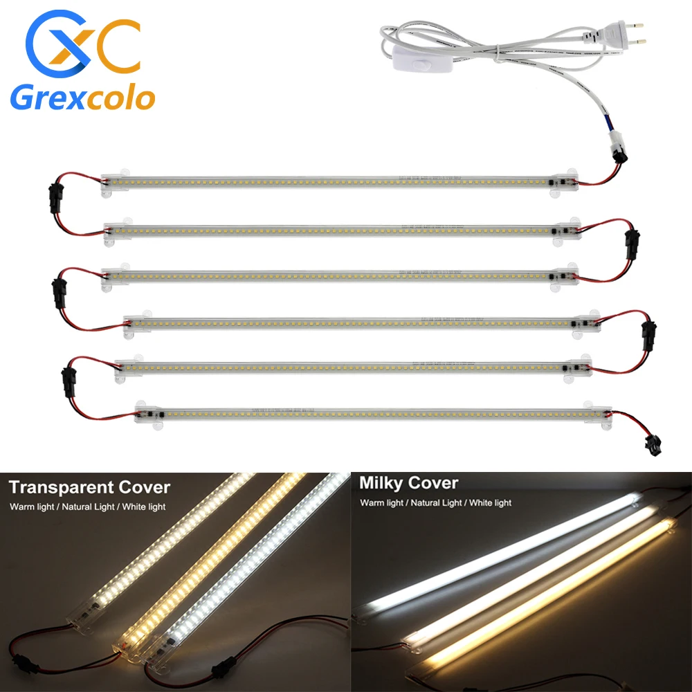 Светодиодсветильник световая панель 220 В, 50 см, 72 светодиосветодиодный, Светодиодная трубка высокой яркости, Жесткая светодиодная полоса SMD2835, энергосберегающая лампа для дома, кухни, шкафа