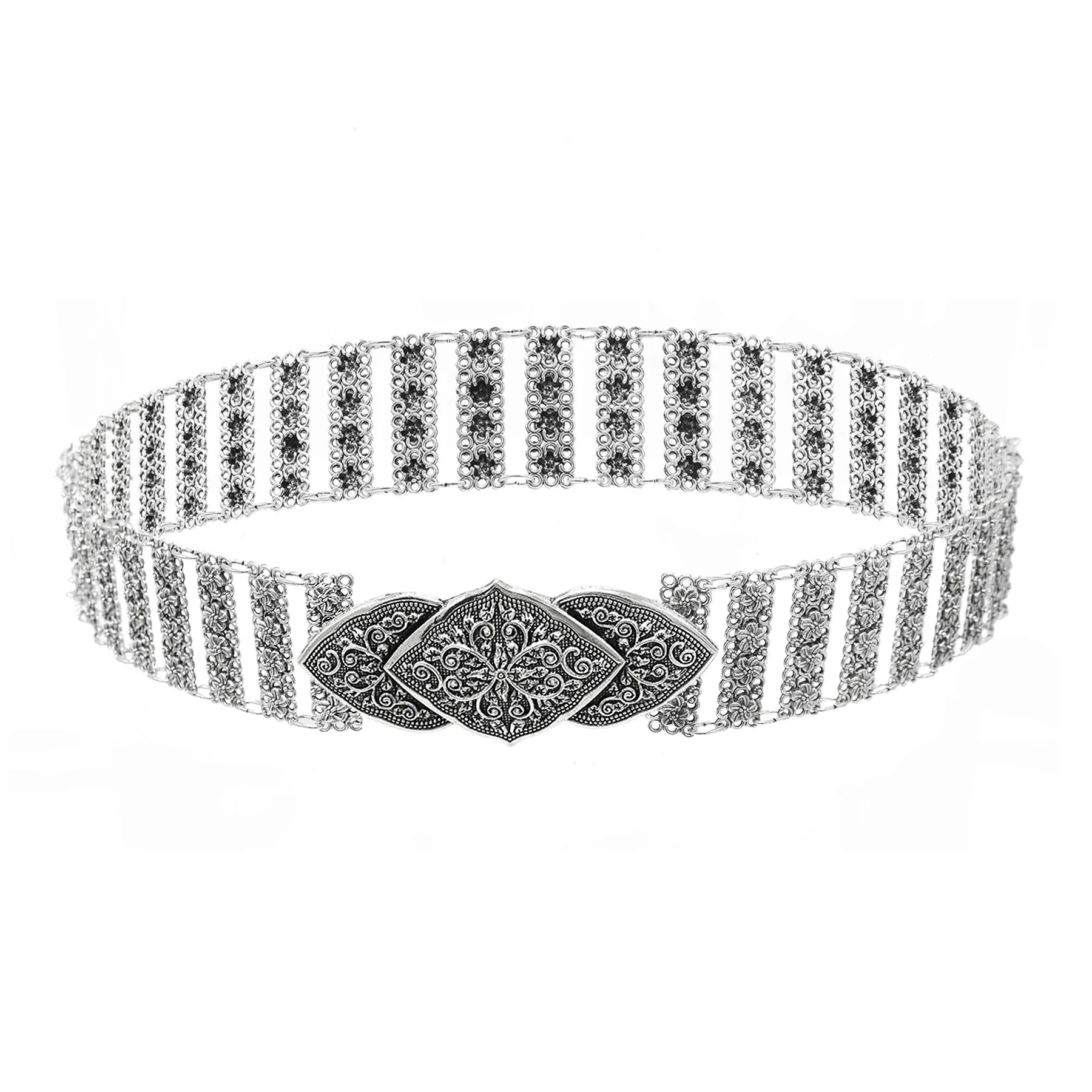 Винтажные серебристые полые цветочные металлические поясные цепочки на живот