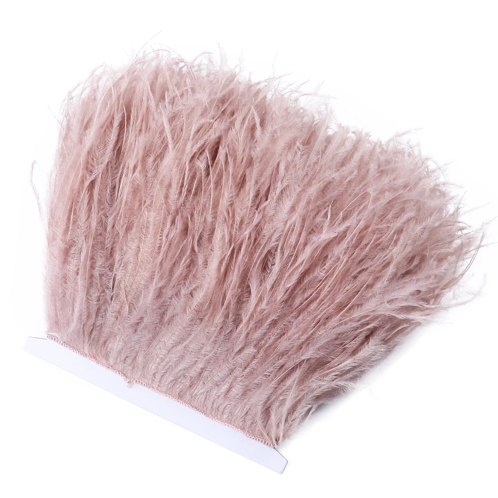 

10meter leather Pink Ostrich Feather Trim Fringe No Ribbon 10-15CM for Wedding Party Dress Sewing Accessories Plumas Fabric