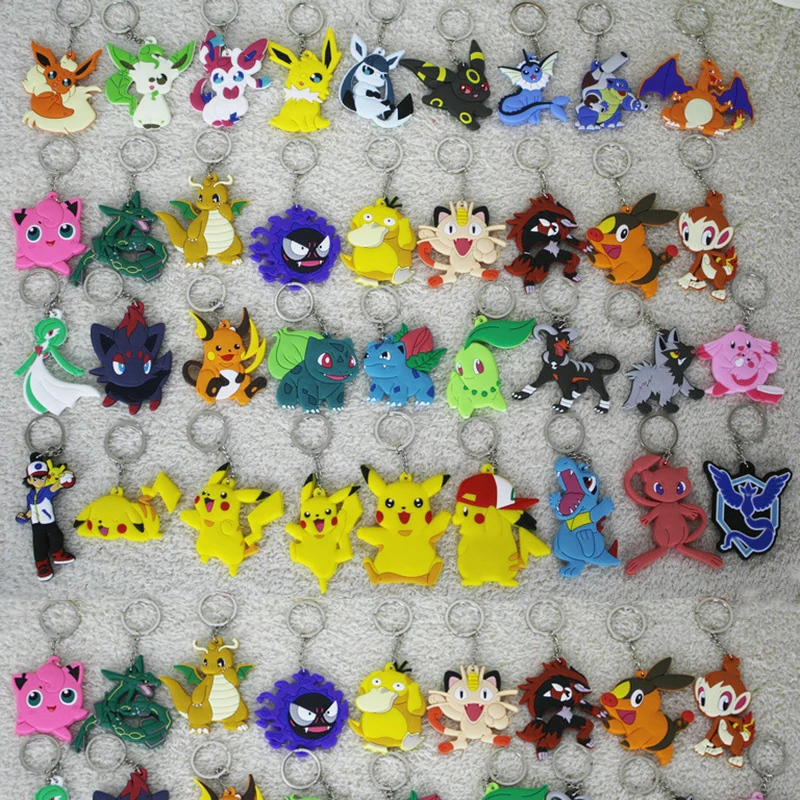 

Anime Pokemon Silicone Keychains Accessories for Car Keys Ring Pikachu Charmander Mewtwo Figures Key Chain Pendant Toys Gift
