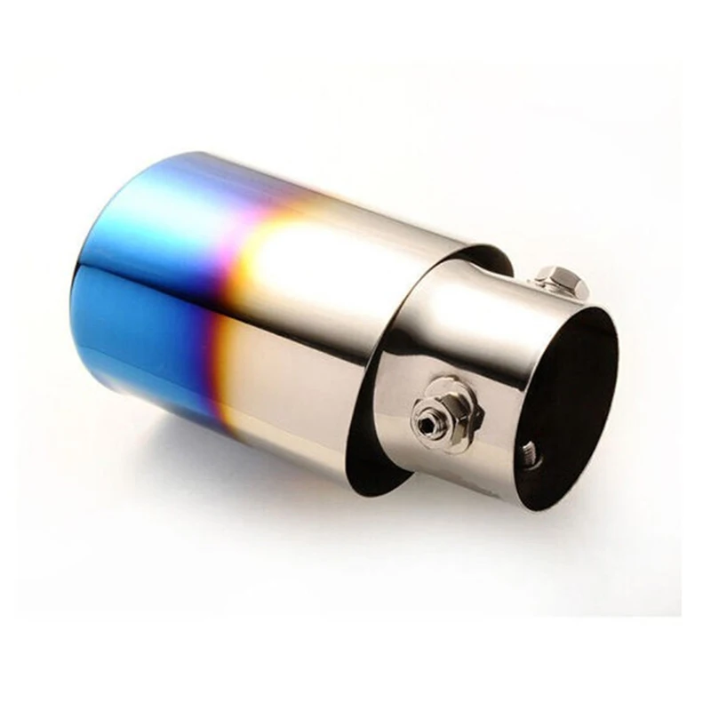 Exhaust Tip 81mm Outlet 136mm Length, Stainless Steel, Burnt Blue Exhaust Tailpipe Car Muffler Tip Decoration