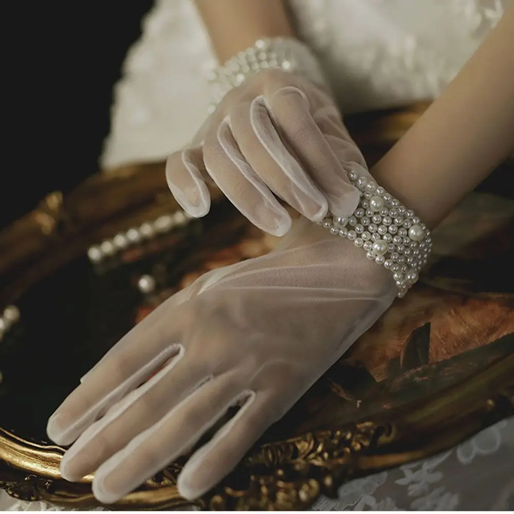 Женские Кружевные Перчатки Без Пальцев С Большим Бантом Белые Свадебные Модные