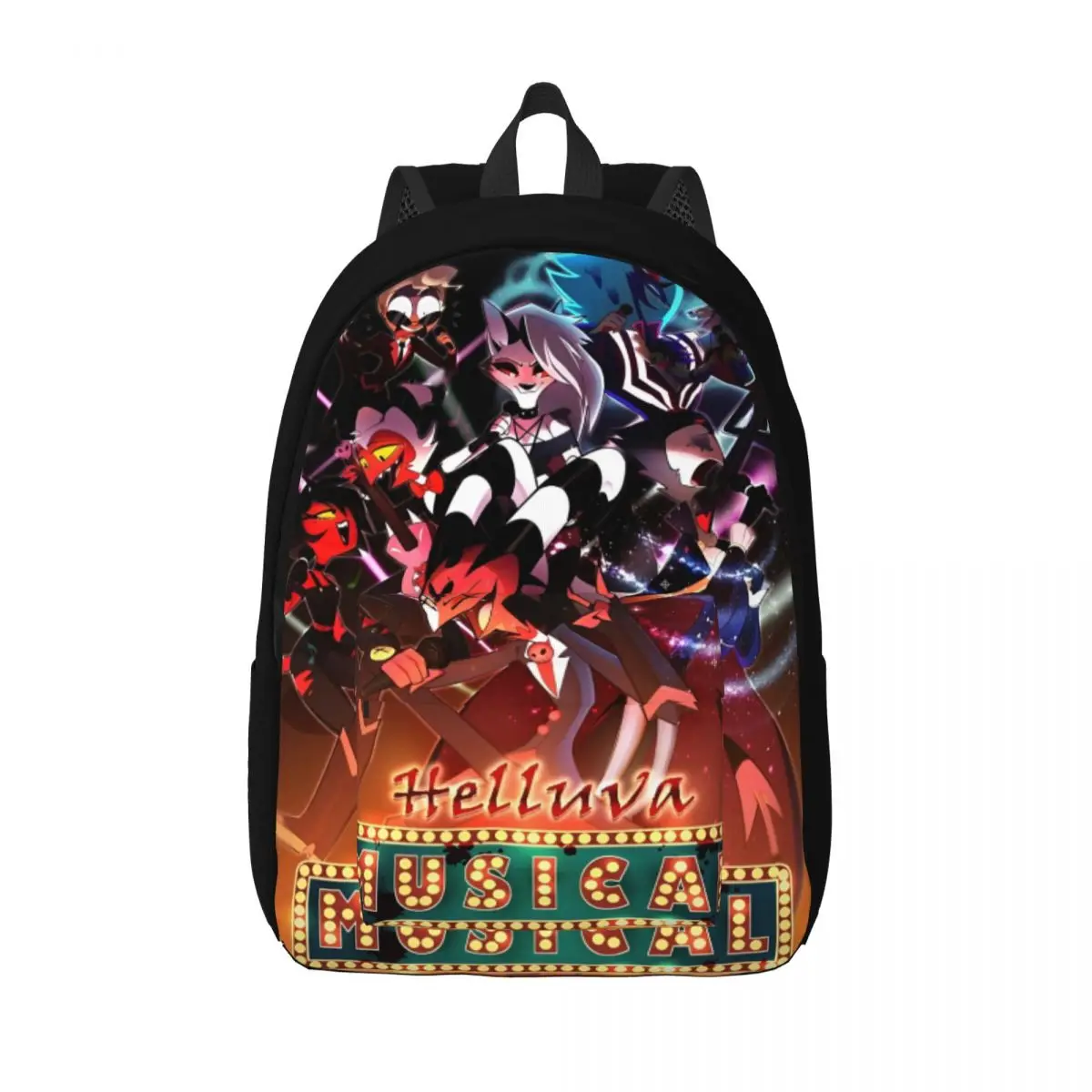 Черный комедийный рюкзак H-Helluva-Boss для мужчин и женщин крутой студенческий пешего