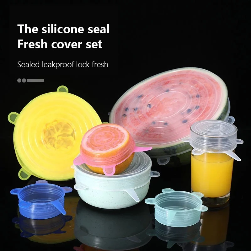 

Silicone Six-Piece Set Fresh-Keeping Cover Stretch 6-Piece Set Bowl Cover Refrigerator Microwave Sealed Fresh-Keeping Film