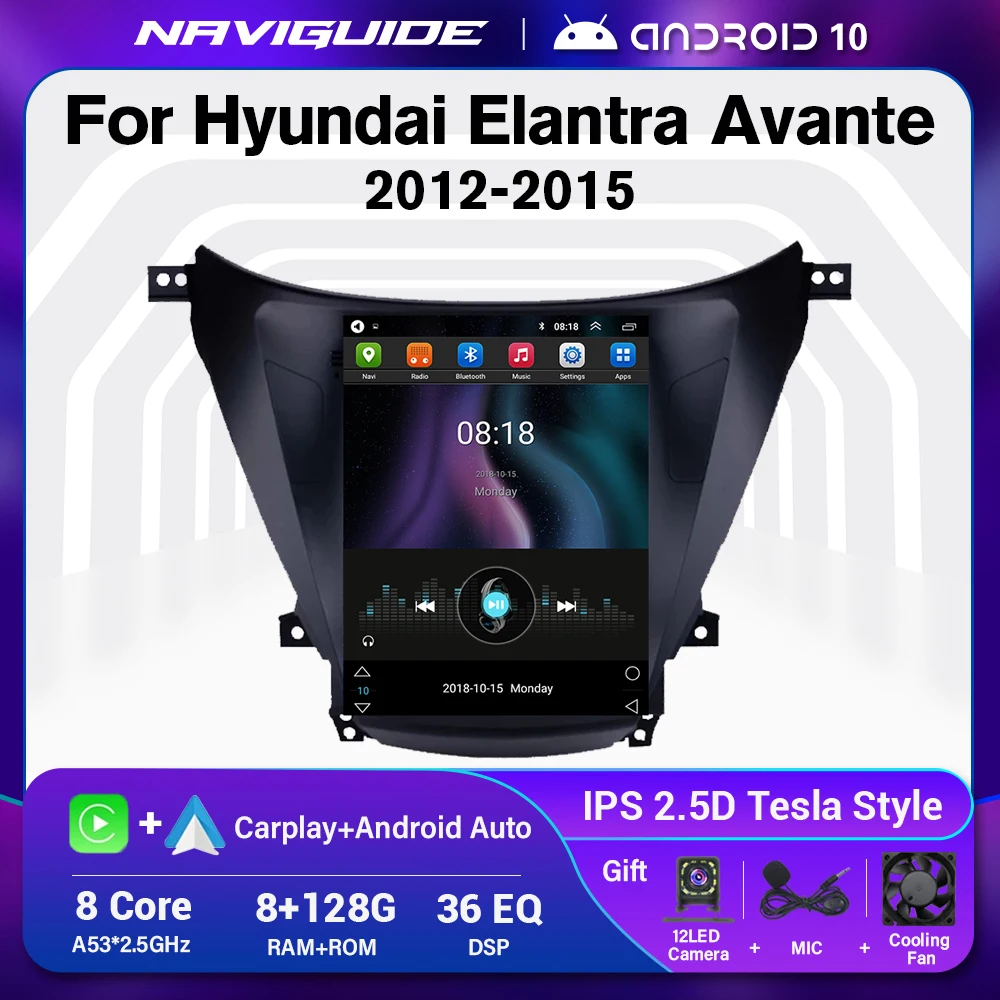 

Автомобильный радиоприемник IDE Android 10 в стиле Tesla для Hyundai Elantra Avante 2012-2015 мультимедийный видеоплеер GPS головное устройство Carplay