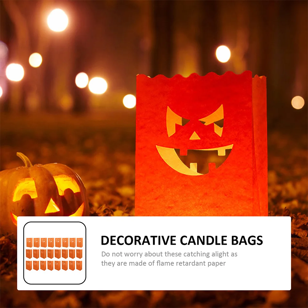 24 шт. тыквенный бумажный пакет сумки светящиеся украшения на Хэллоуин фонарики