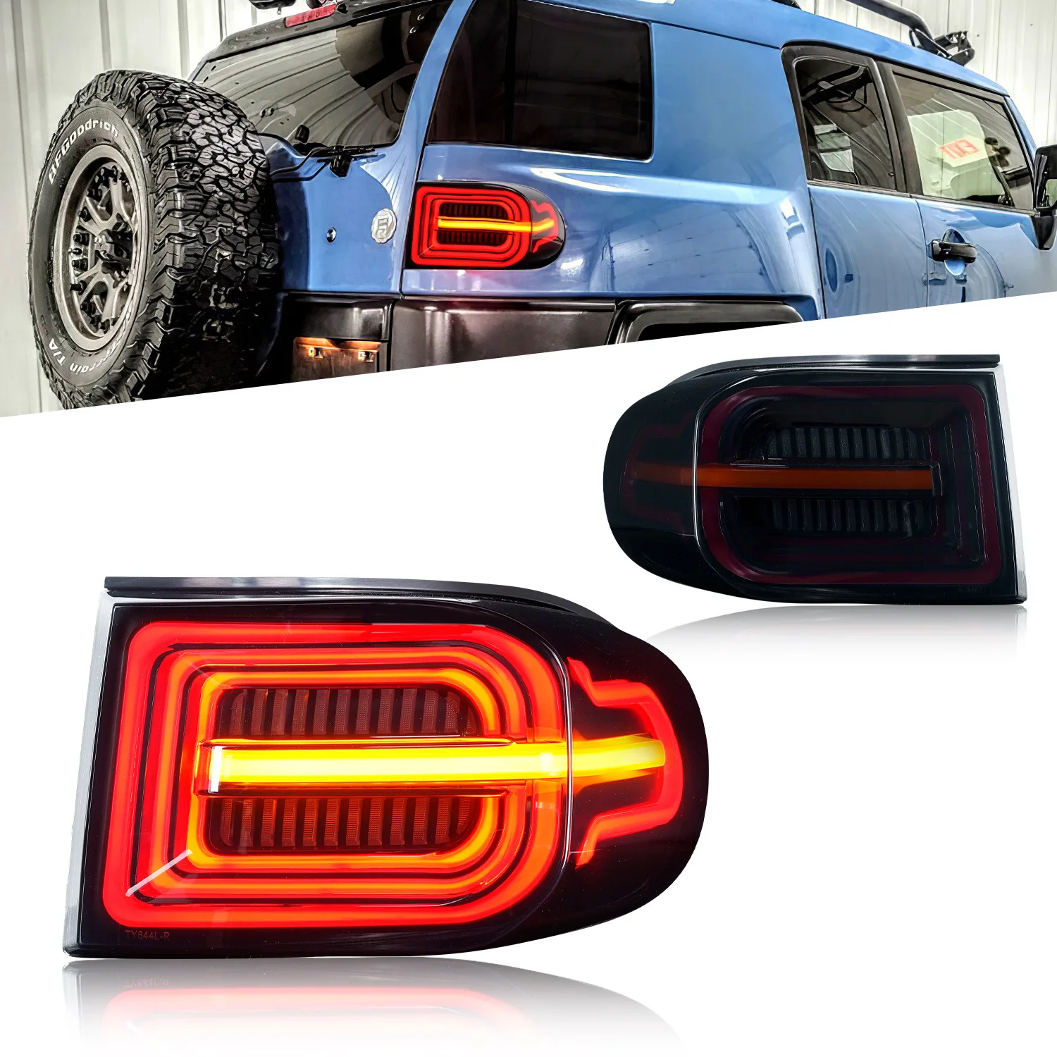 

2 Pack New Blackened Car Tail Lights For Toyota Land Cruiser FJ 2007-2018 Brake Stop Fog Lights Turn Signal Lights Auto Parts