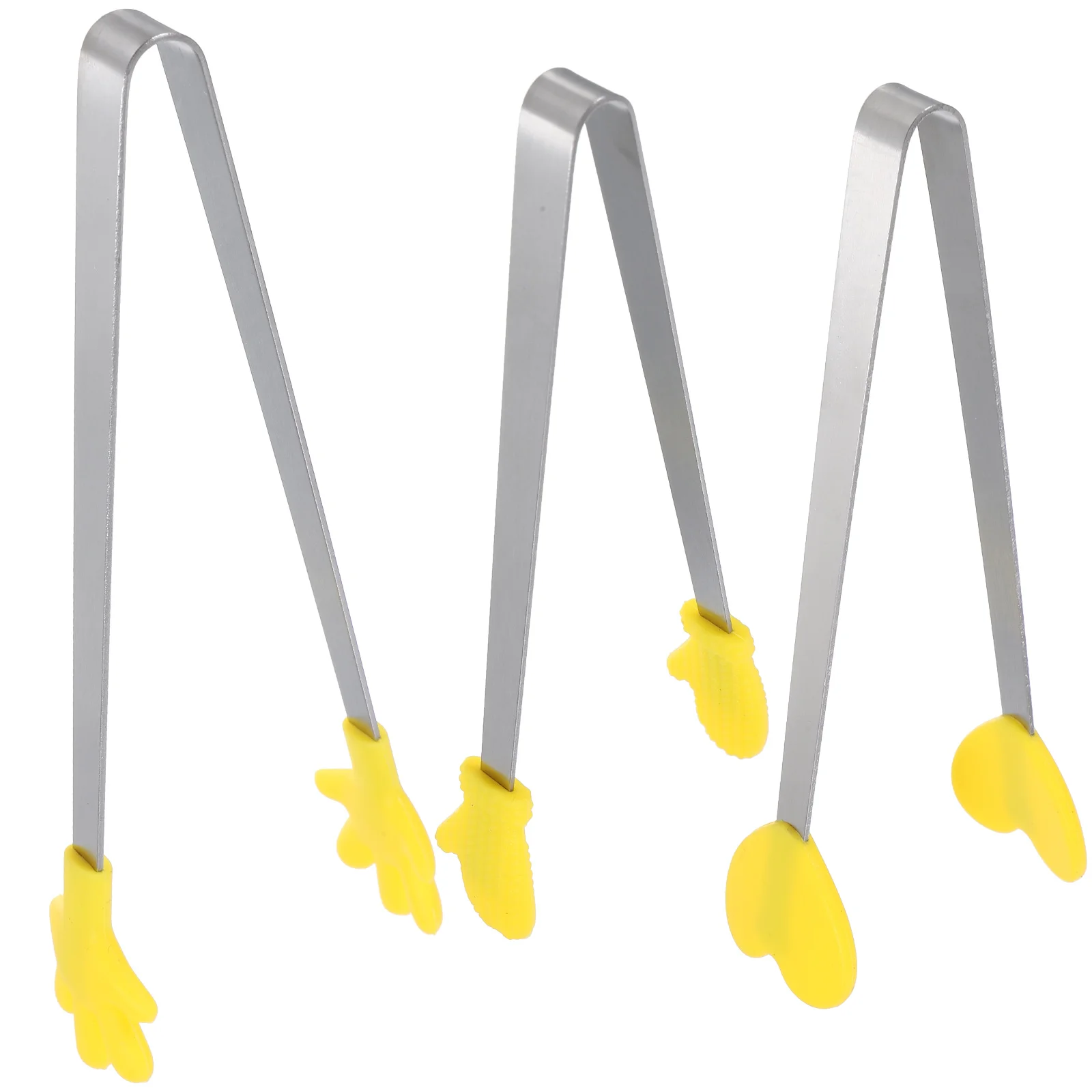 

3 Pcs Stainless Steel Wear-resistant Ice Tongs Gloves Serving Food Silica Gel Camping Professional Salad
