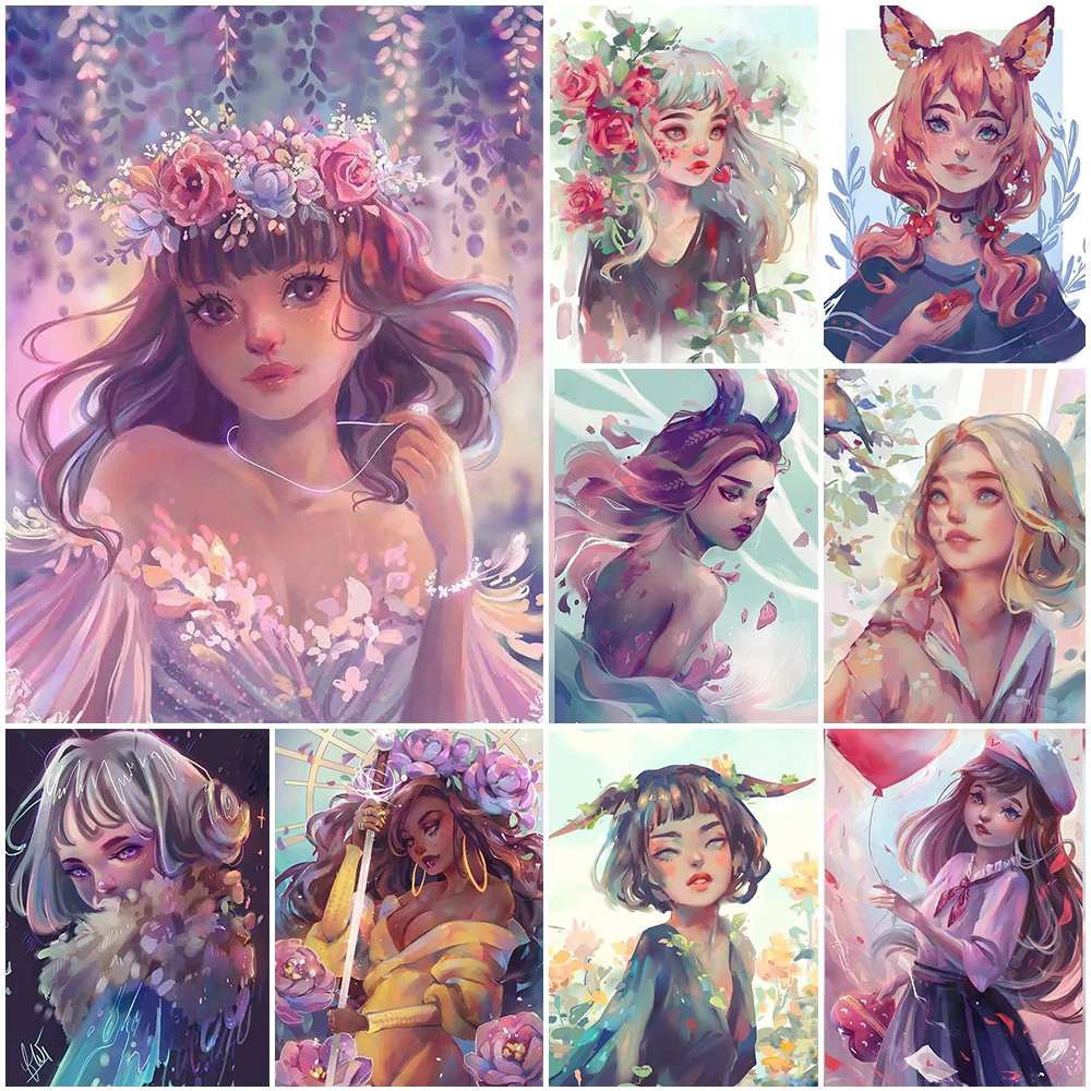 

Набор для алмазной вышивки «Девочка», мозаика с изображением цветов, пейзажа, спальни, «сделай сам», Подарочный Декор