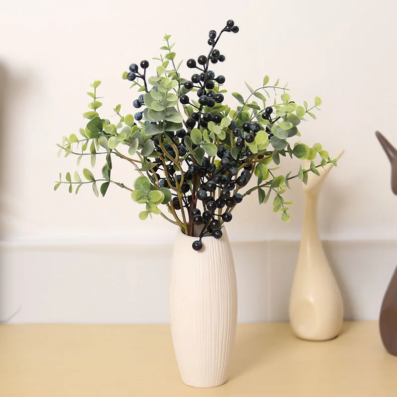 

Eucalyptus Plastic Artificial Leaves Foam Berry Bunch For Home Christmas Wedding Decoration Fake Flower Accessories
