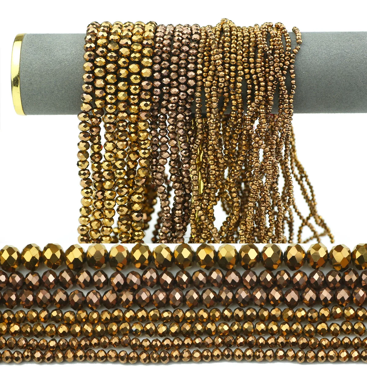 Плоский круглый угол огранки австрийский кристалл античный медный цвет