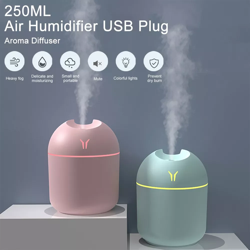 

250ml USB Desktop Air Humidifier Humidificador Air Humidifier Car Air Freshener Spray Water Drop Humidifier With Led Lights