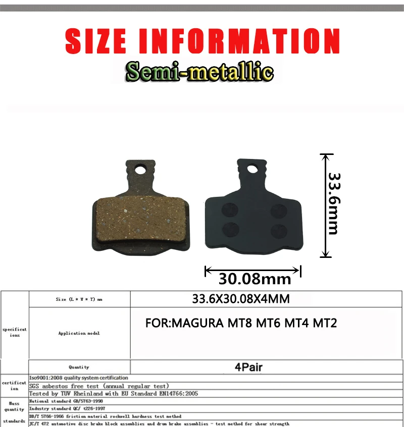 4 пары велосипедных дисковых тормозных колодок для Magura MT2 MT4 MT6 MT8