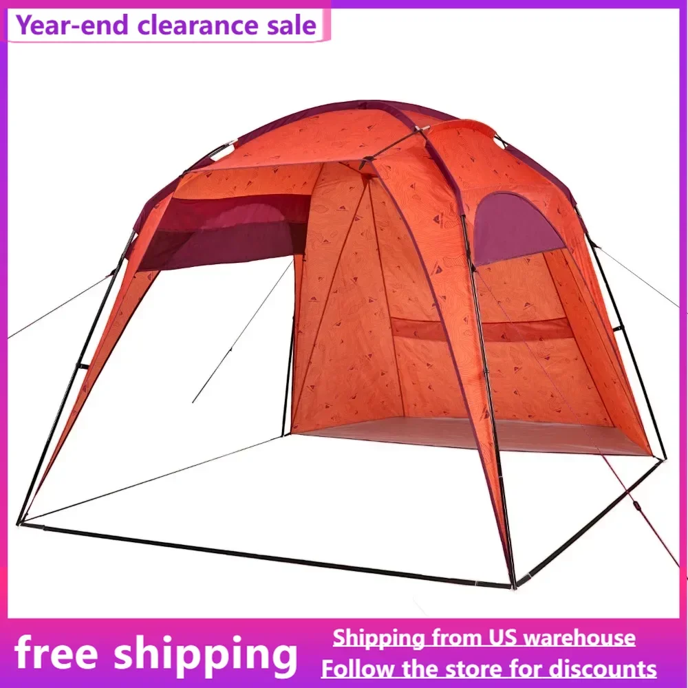 

Orange sunshade beach tent, 11.25 'x 8.25', with equipment storage and UV protection,compact folding,easy to transport and store