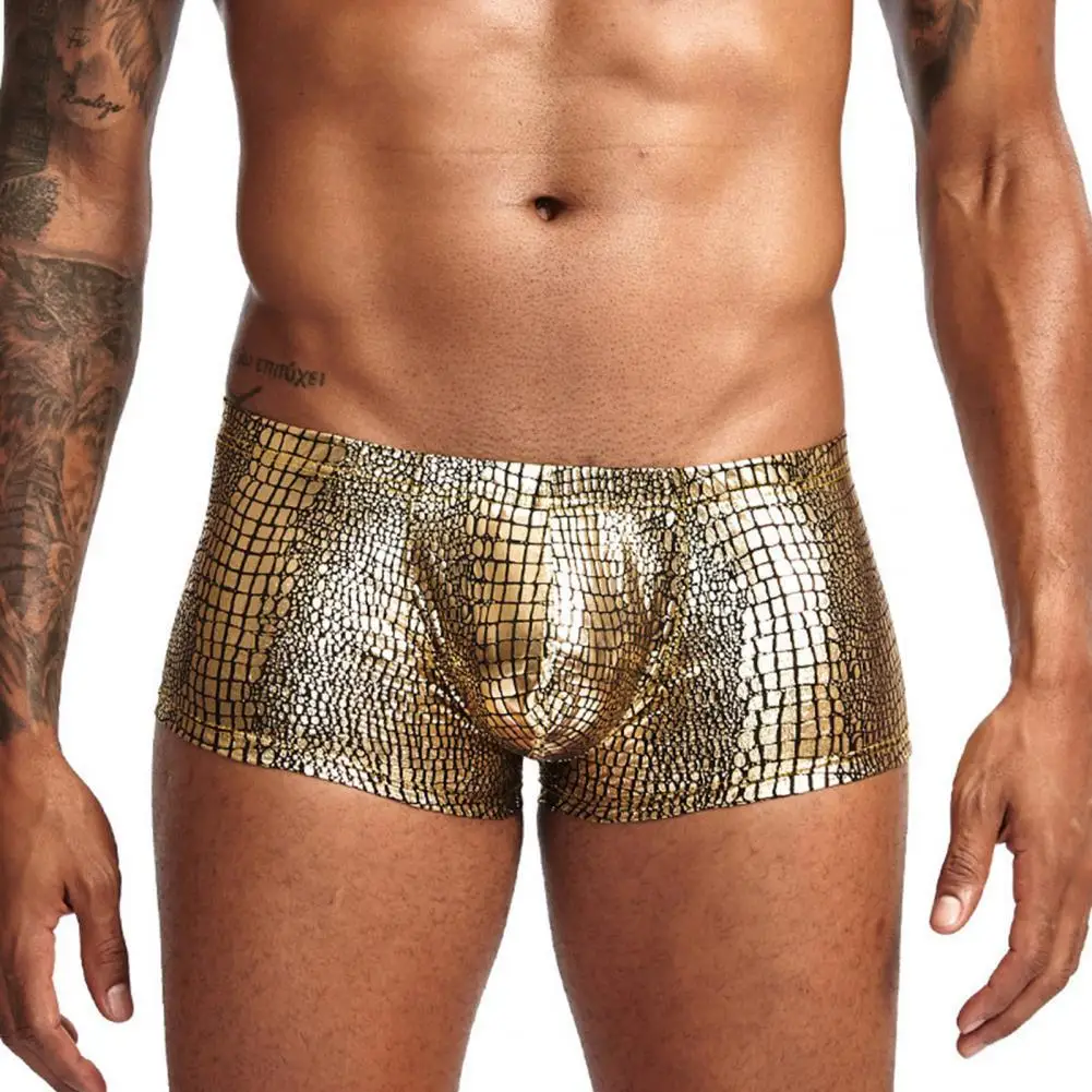 

Men Briefs Snake Skin Pattern Skin-friendly- Polyester Low Waist Male Underpants for Men