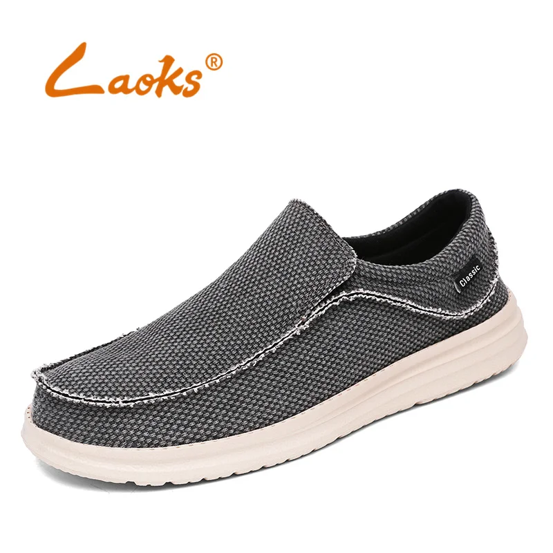 

Laoks Spring Summer New Large Canvas Casual Shoes for Men Ultra Light Fashion Driving Cloth Shoes Flat Loafer Plus Size 39-47
