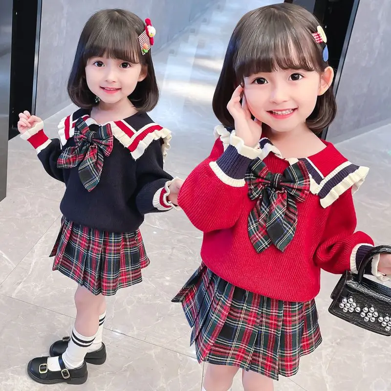 

Kawaii Sailor Moon Girl Child Autumn Clothes Sweater Suit Cute and Sweet Cartoon Child Fashion Preppy Two Piece Skirt