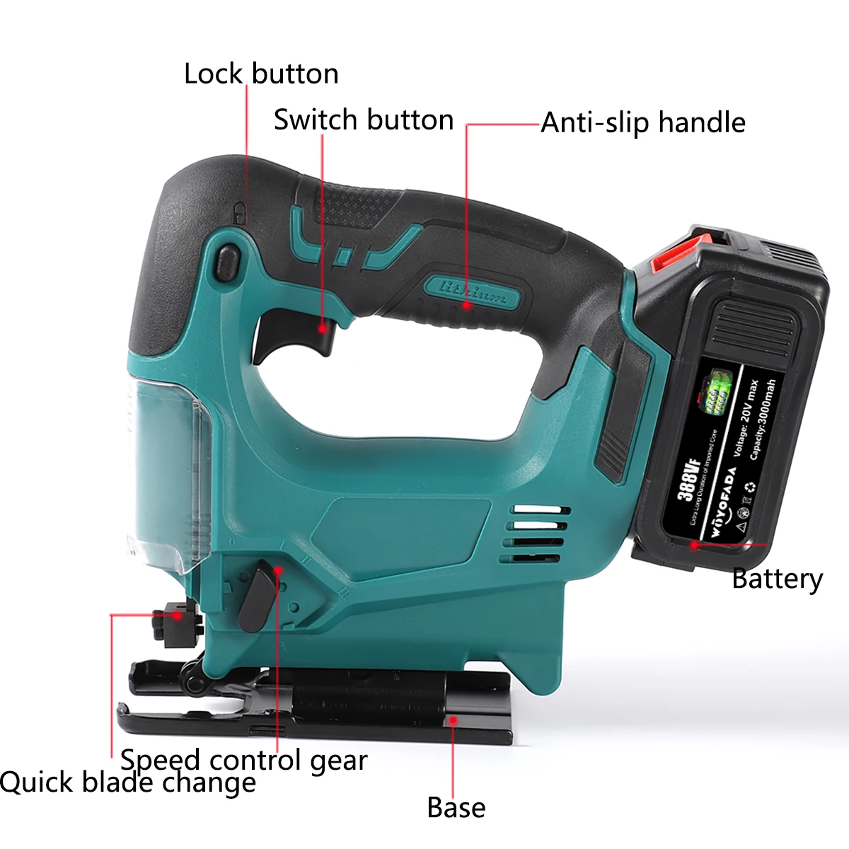 Лобзик Аккумуляторный 21 в 65 мм 2900 об/мин 18 | Инструменты