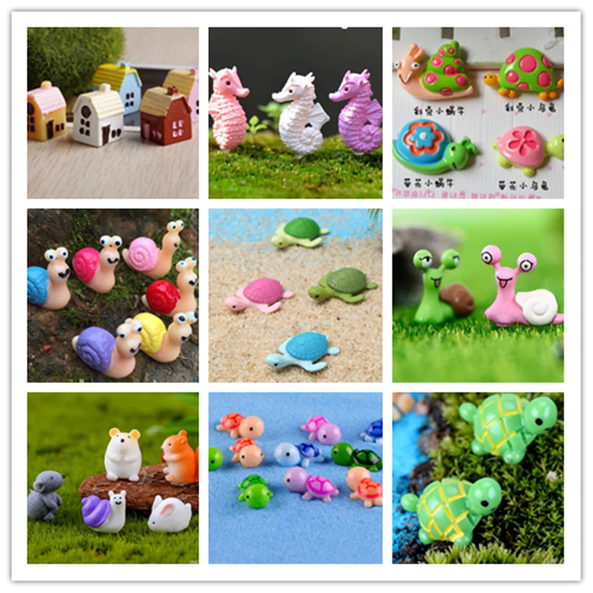 

Kawaii Flatback Resin Snail Sea Turtles House Model DIY Home Decor Miniature Fairy Garden Decoration Dollhouse Accessories