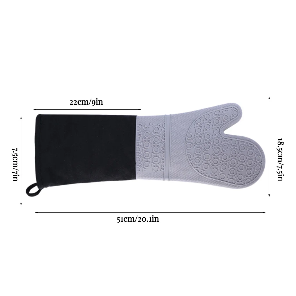 

1 Piece Silicone Glove Long Thick Insulation Mitt Home 2 Layer Cotton Baking Glove for Oven Microwave Anti-scalding glove