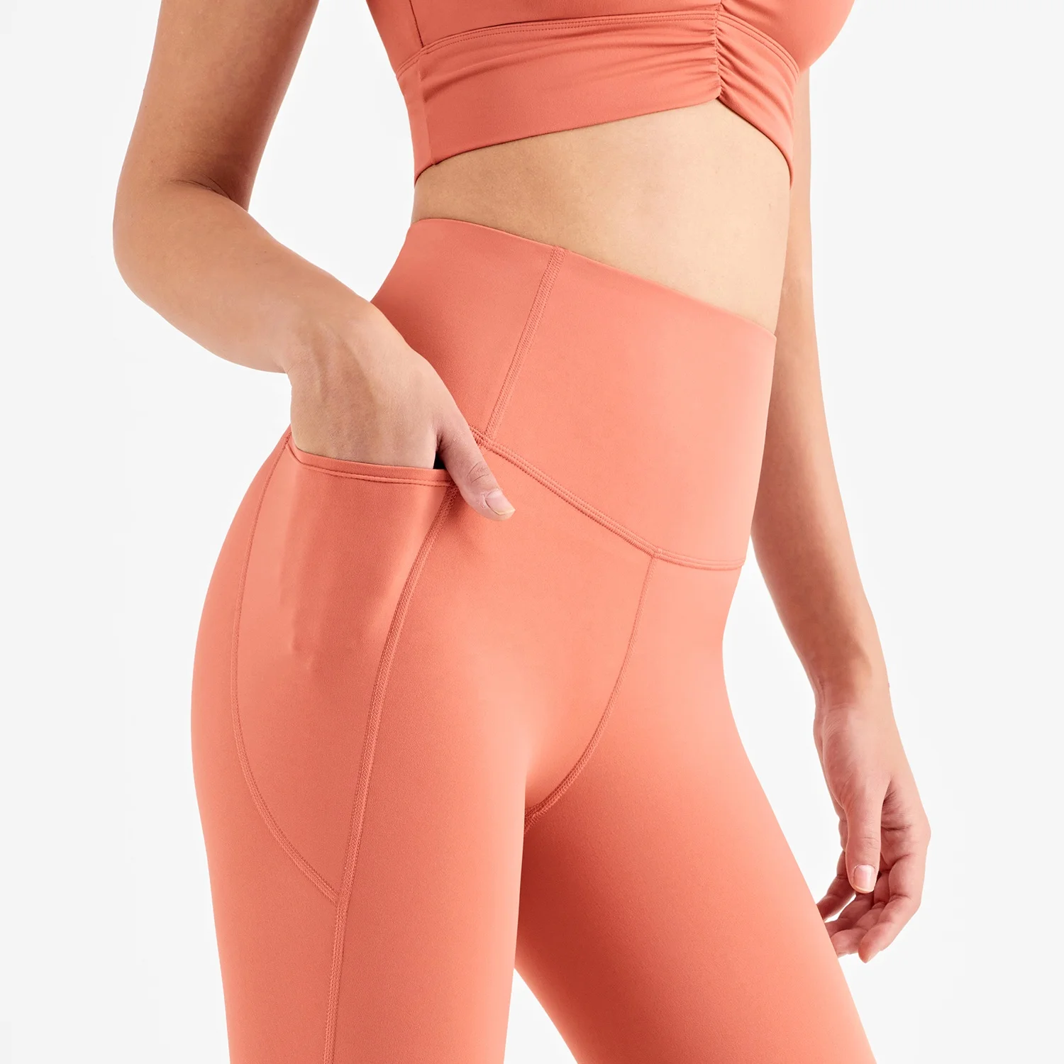 

Private Label Tapered Pockets Buttery Soft Yoga Leggings High Waist Running Pants