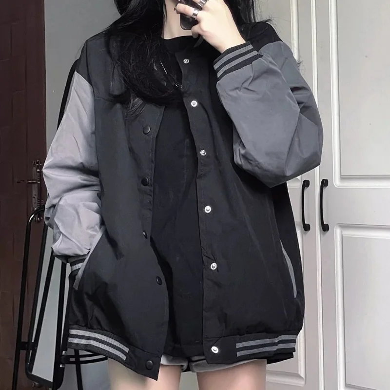 

Deeptown Harajuku Baseball Jacket Women Oversized College Uniform Varsity Bomber Jackets Female Korean Streetwear Fashion Coats