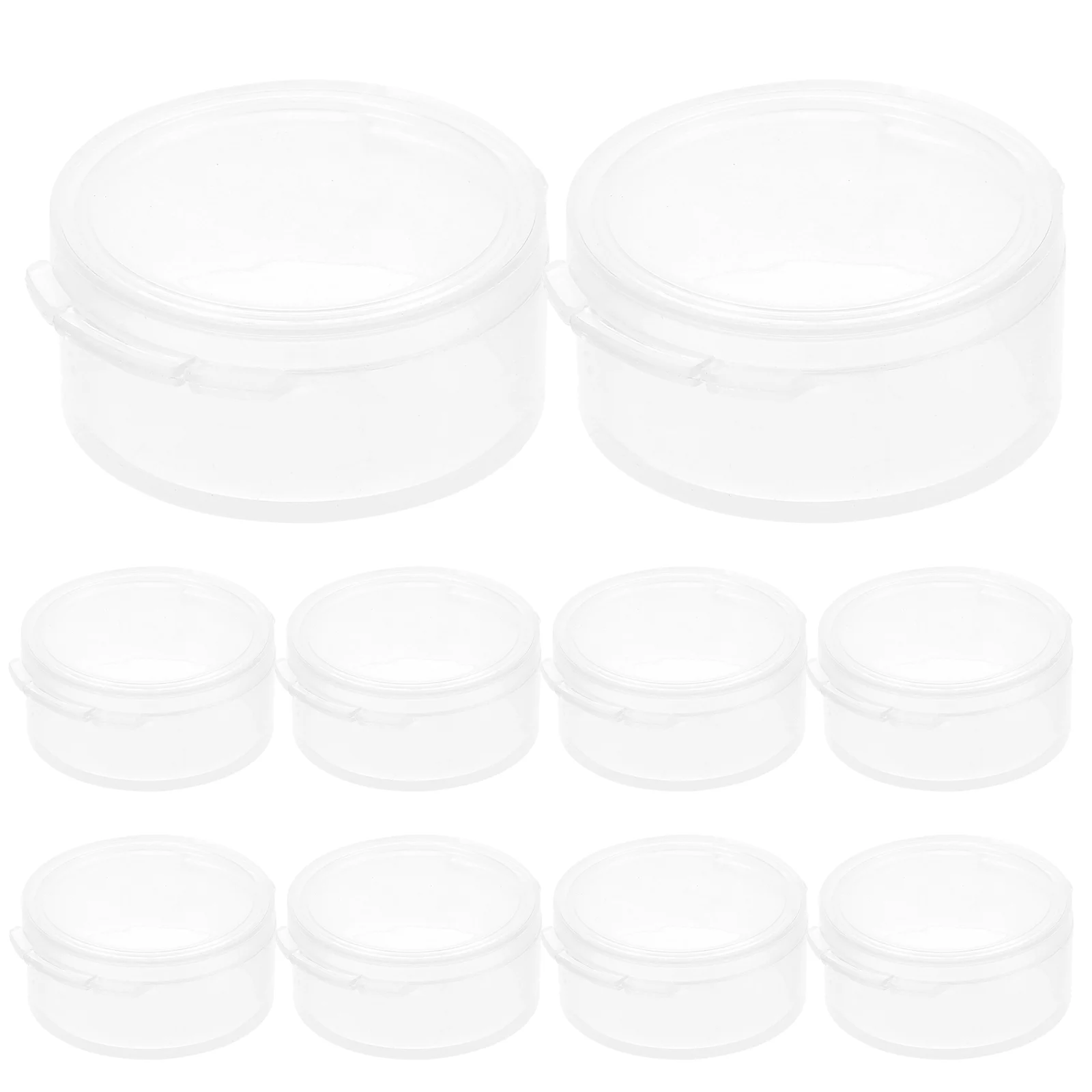 

10 Pcs Plastic Box Mini Storage Cover Boxes Lids Clear Round Earplug Case Jar Bead Organizer Container Earbuds