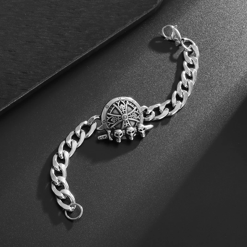 Ювелирные изделия из титановой стали с тремя черепами призраком головой крестом