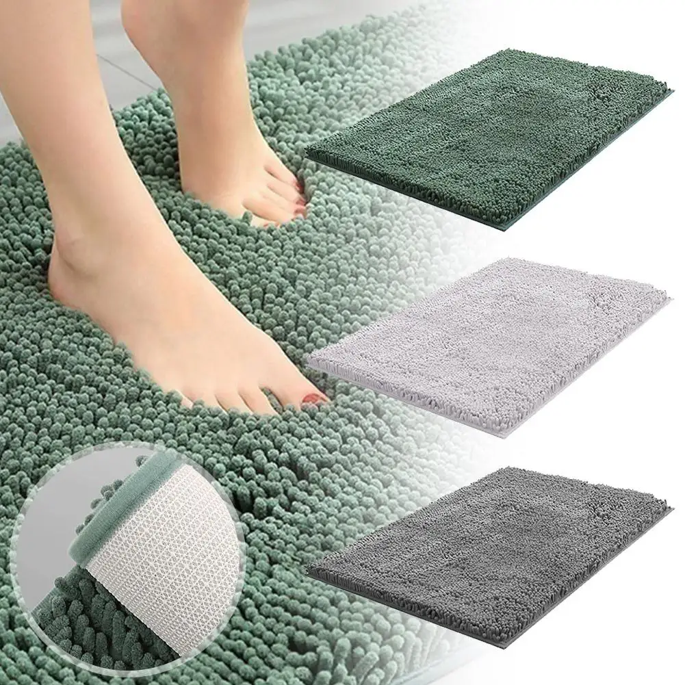 

Chenille Floor Mat Quality Versatile Use Super Backing Clean Non-Slip Absorbent Household Easy Items Warm To E2V9
