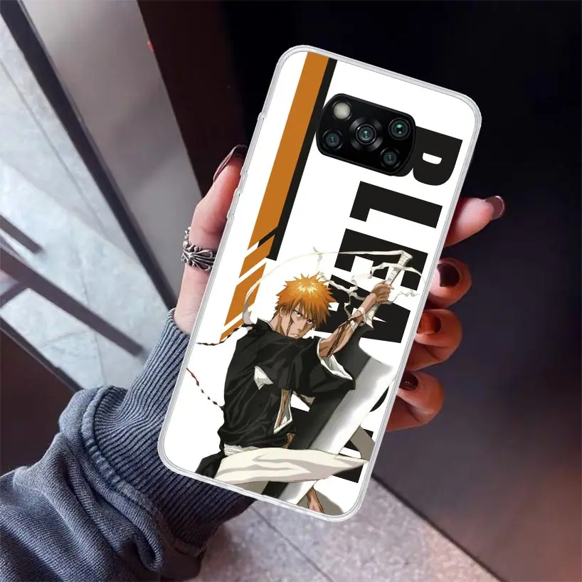 Anime Bleach Ichigo Kenpachi Phone Case for Xiaomi Poco X6 X5 X4 X3 Nfc F6 F5 Pro F4 Gt F3 F2 F1 M5S M4 M3 5G Soft Cover Print F