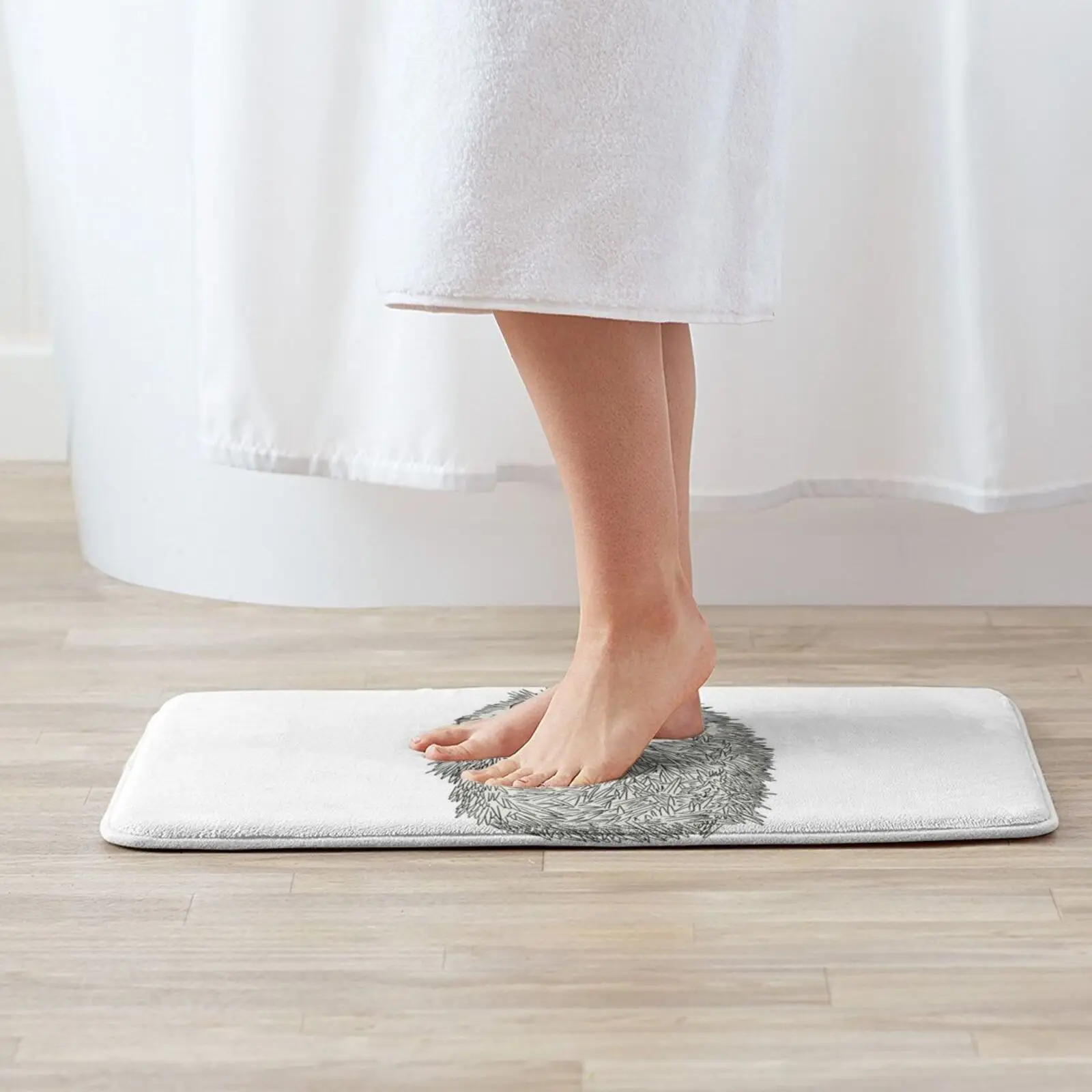 Коврик для прихожей с акварельными чернилами Ежик нескользящий мягкий коврик